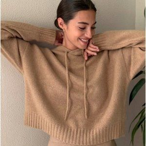 BABATON | 100% Cashmere Luxe Hoodie Sweater Light Camel Brown Group xxs Aritzia
